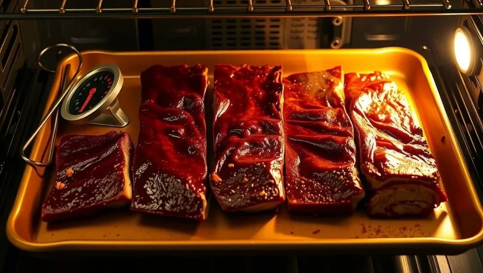 Tjocka revben i ugn på låg temperatur